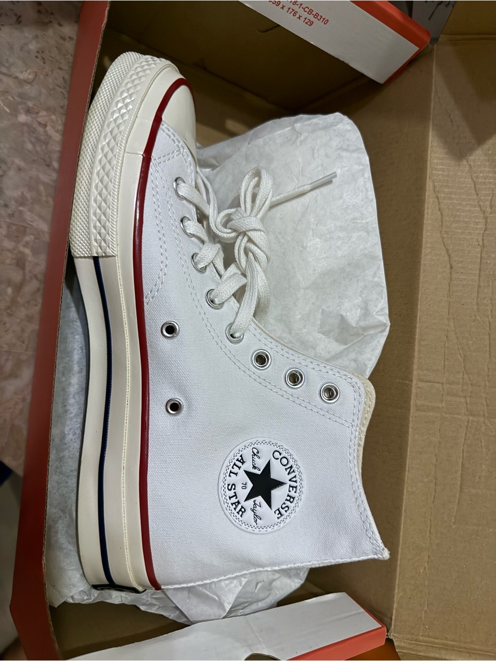 Converse White/Garnet Chuck 70 Hi Sneakers
